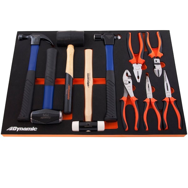 Tools 11 Piece Hammer & Pliers Set With Foam Tool Organizer